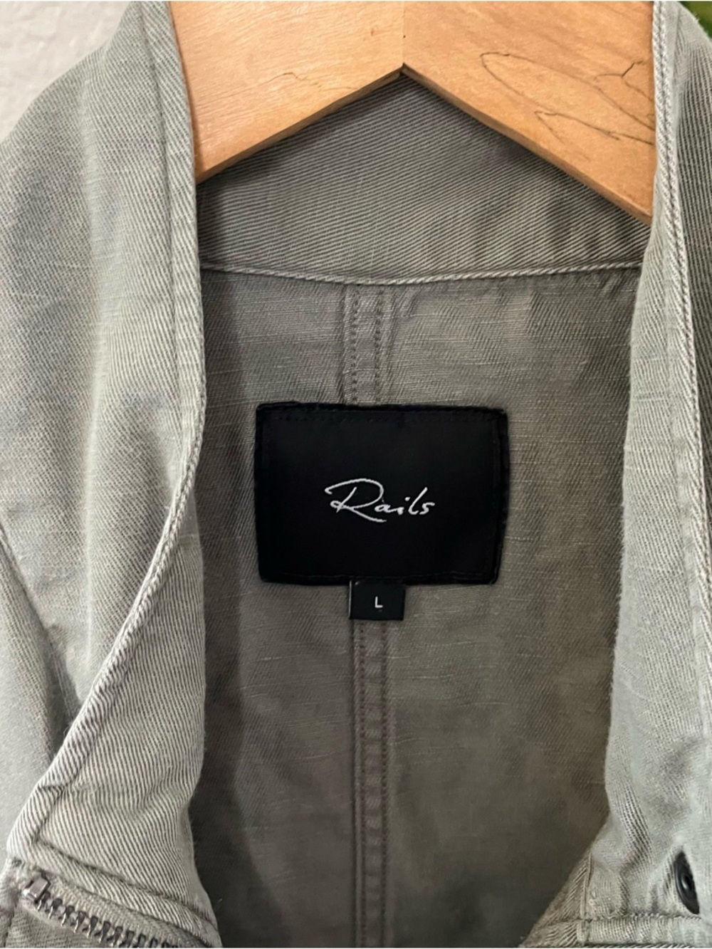 Rails Sage Drawstring Military Style Utility Jacket Sz L | Rails Collins - Picture 3 of 9